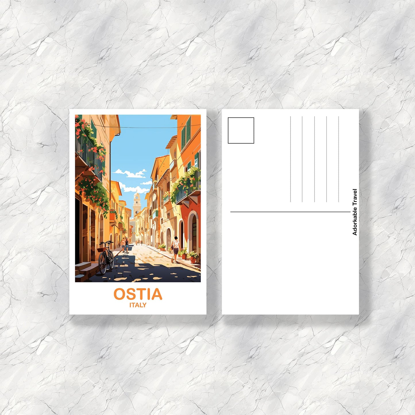 Ostia Italy Travel Postcard, Ostia Travel Postcard, Italy Postcard, Ostia Travel Art, Italy Travel Postcard | T2EU_ITOS1_P