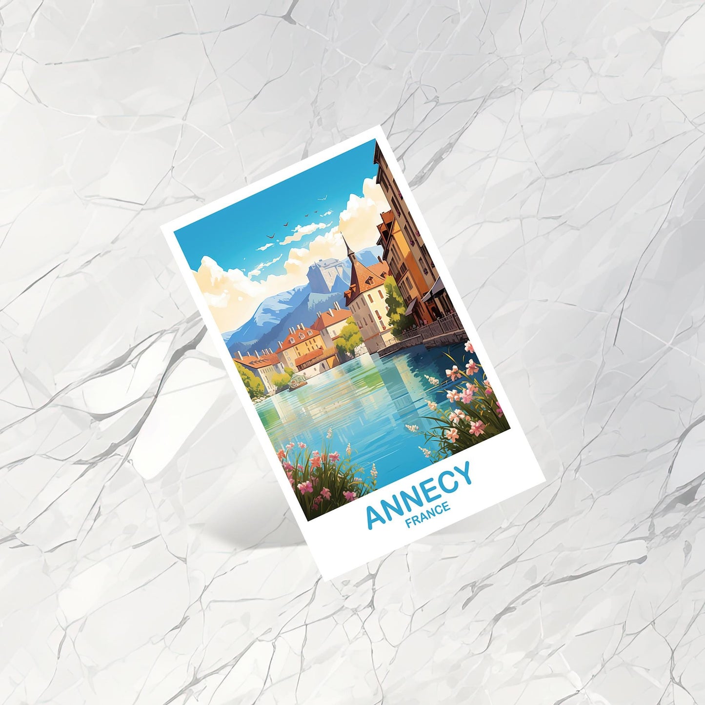 Annecy France Travel Postcard, Annecy Postcard, Annecy France Art Print, France Postcard, City Skyline Sunset | T2EU_FRAN1_P