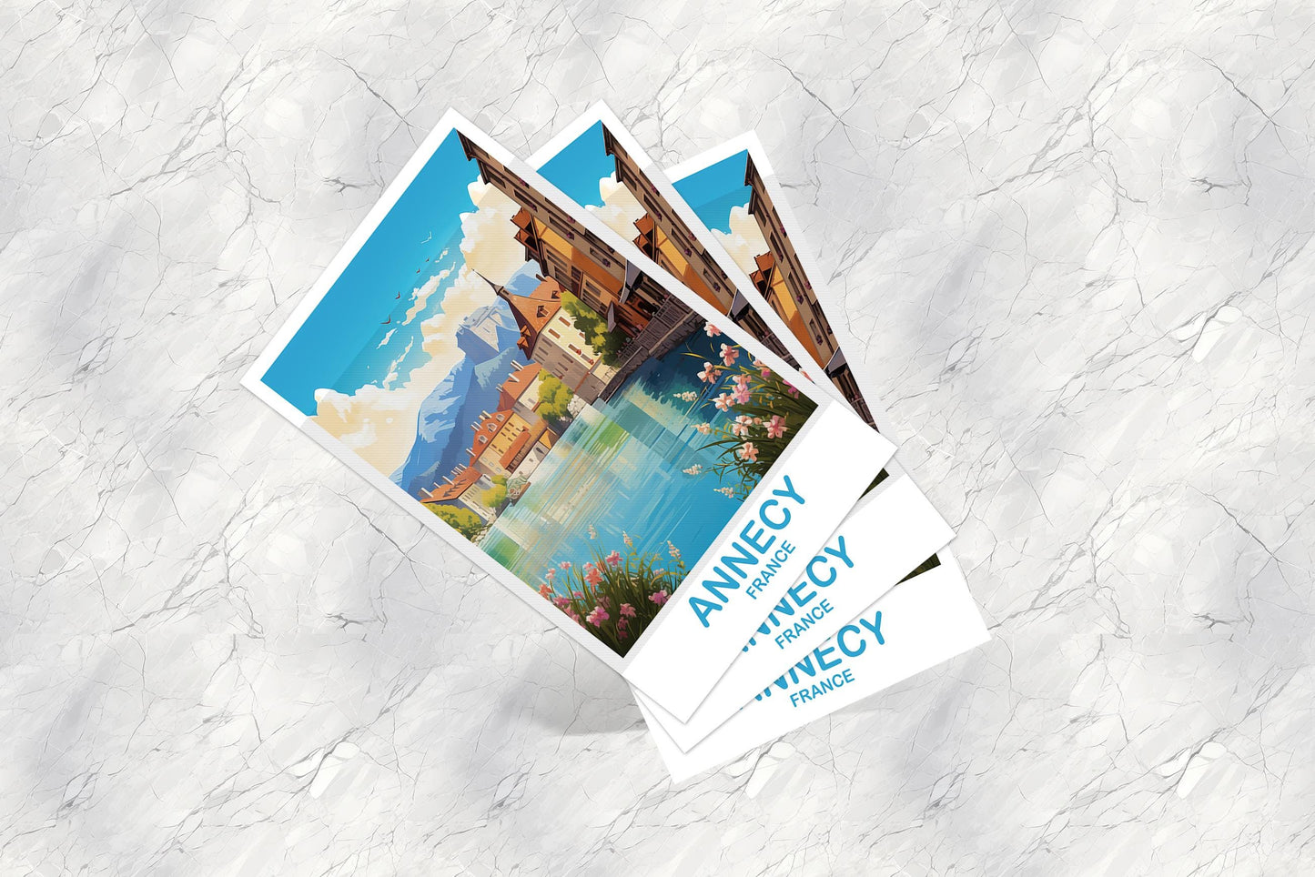 Annecy France Travel Postcard, Annecy Postcard, Annecy France Art Print, France Postcard, City Skyline Sunset | T2EU_FRAN1_P