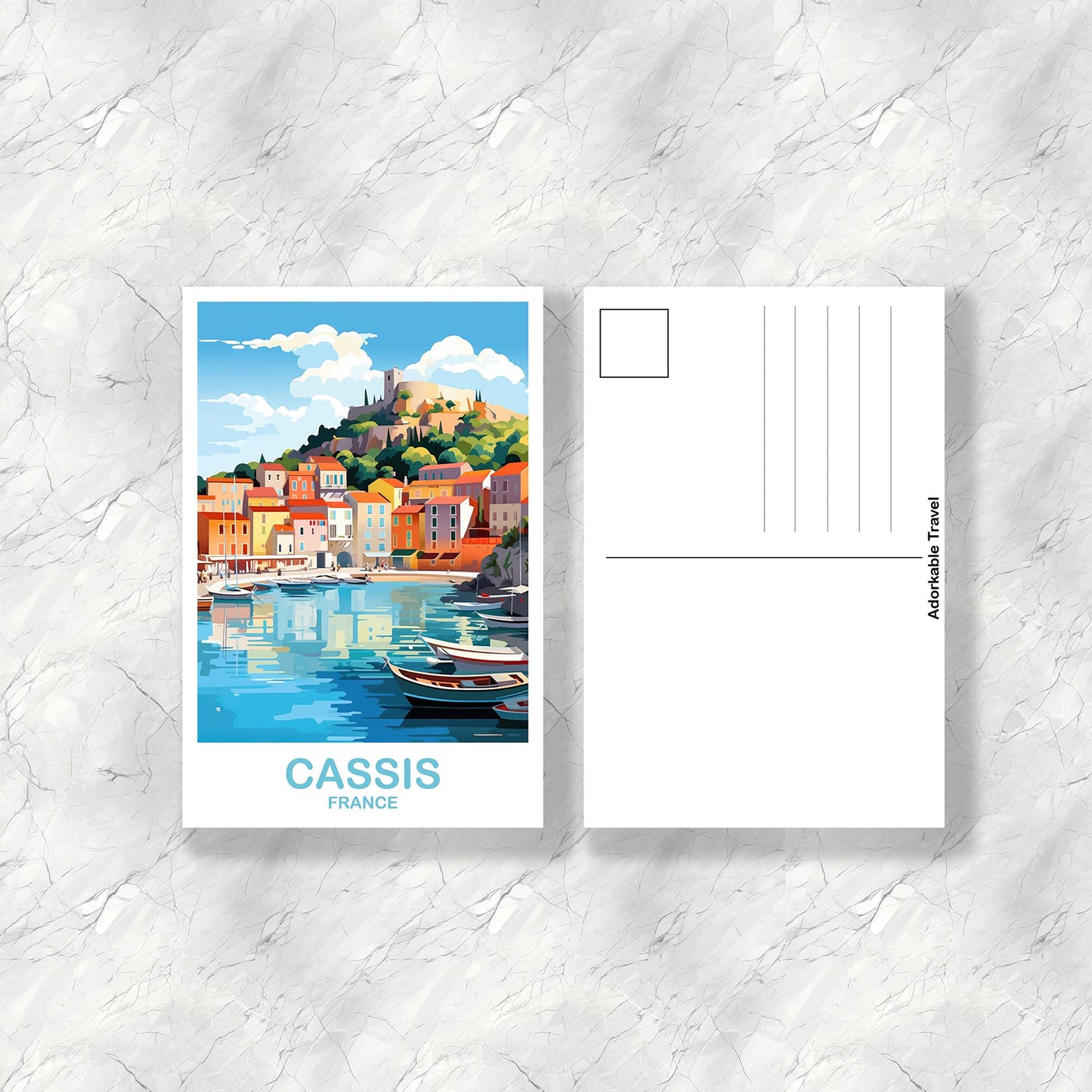 Cassis France Travel Postcard, Cassis Postcard, Cassis France Art Print, France Postcard, City Skyline Sunset | T2EU_FRCA1_P