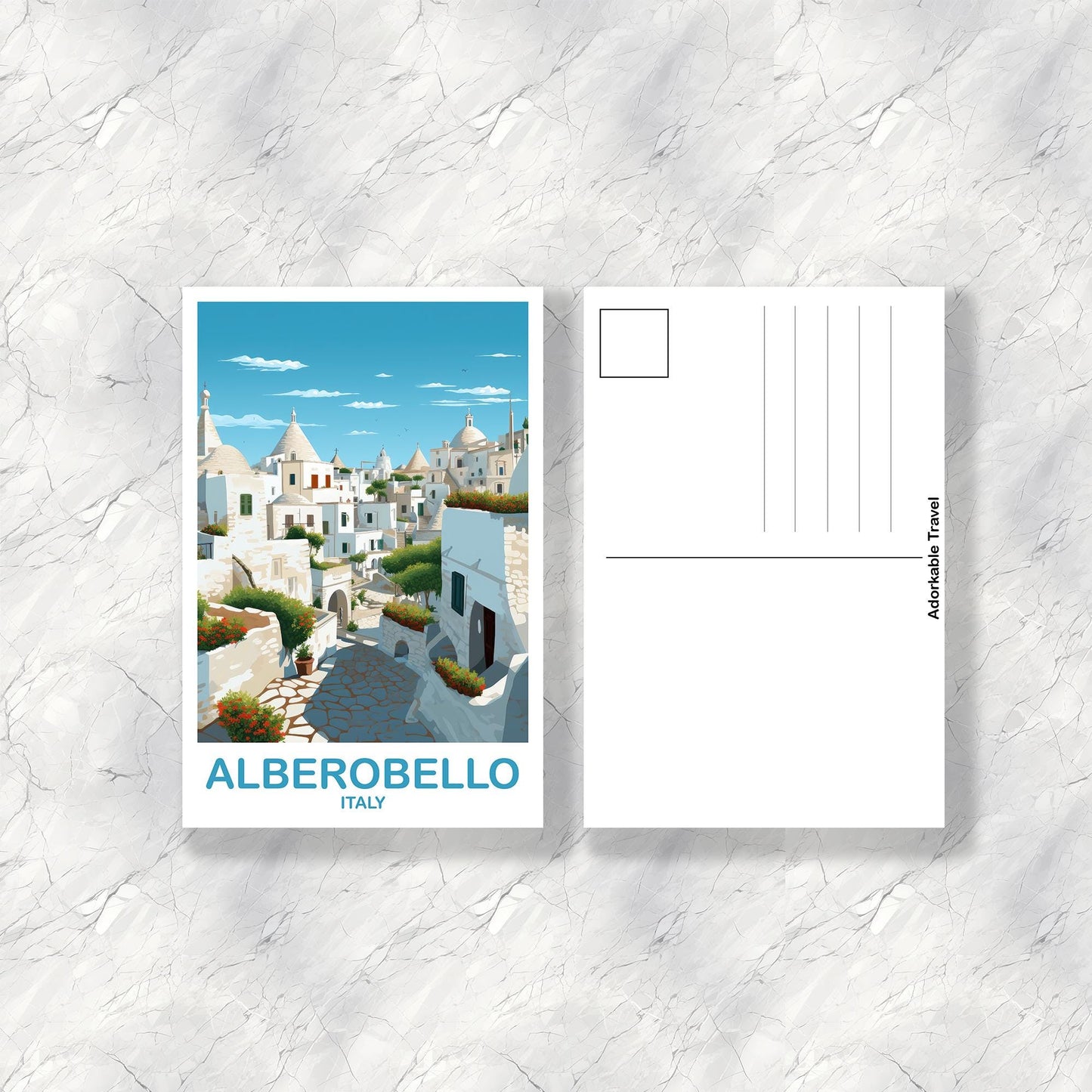 Alberobello Italy Postcard, Italy Travel Postcard, Alberobello Travel Postcard Art, Italy Travel, Europe Travel Postcard | T2EU_ITAL1_P