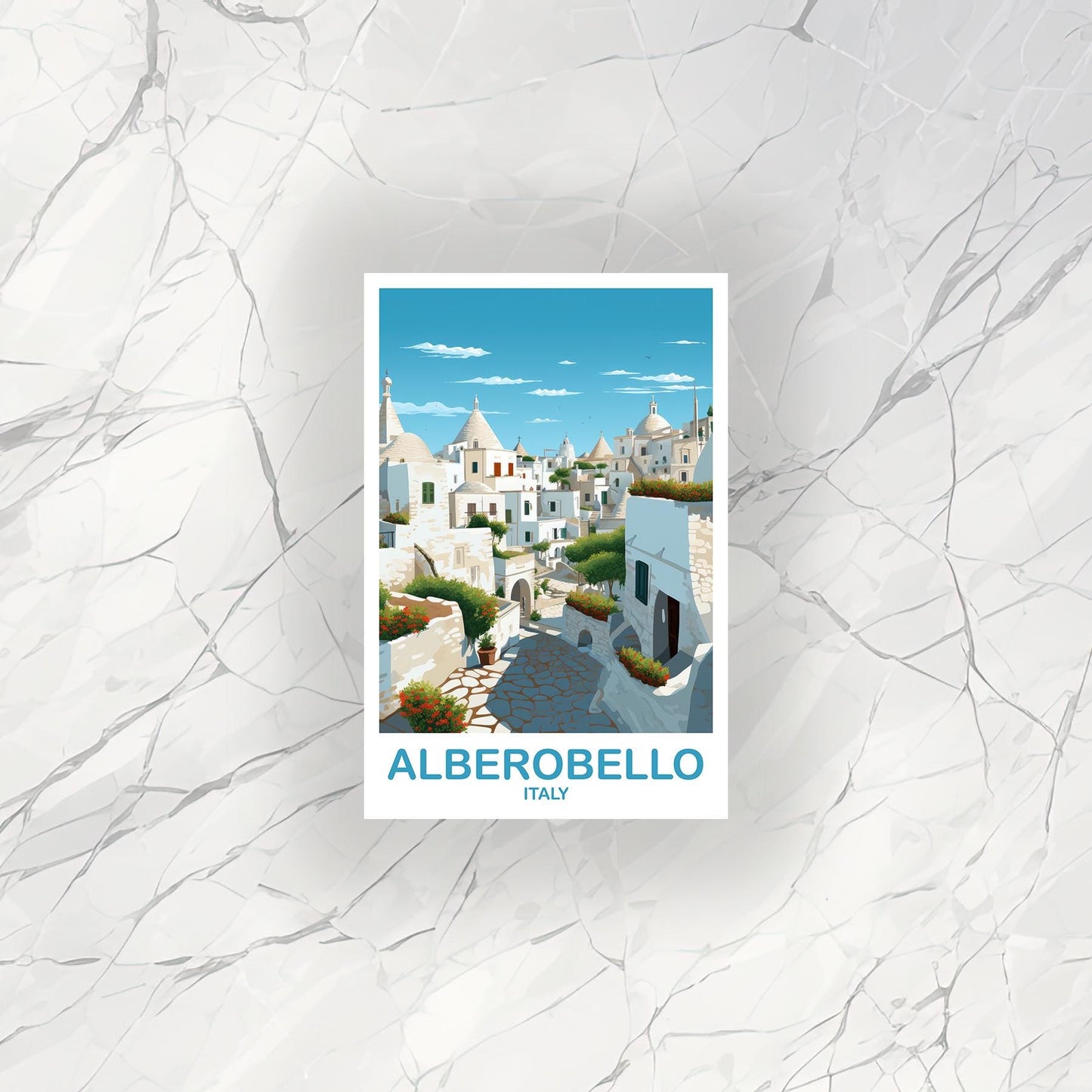 Alberobello Italy Travel Sticker, Alberobello Travel Art, Italy Poster, Alberobello Travel Sticker, Italy Travel Sticker Art | T2EU_ITAL1_S