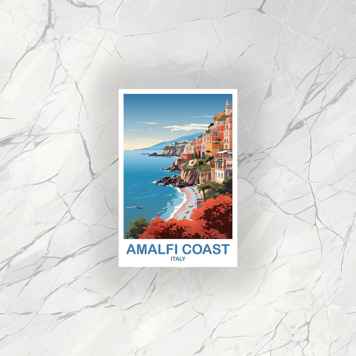 Amalfi Coast Italy Sticker, Amalfi Coast Travel Sticker, Italy Travel Sticker Art, Amalfi Coast Travel Art, Travel Sticker | T2EU_ITAC1_S