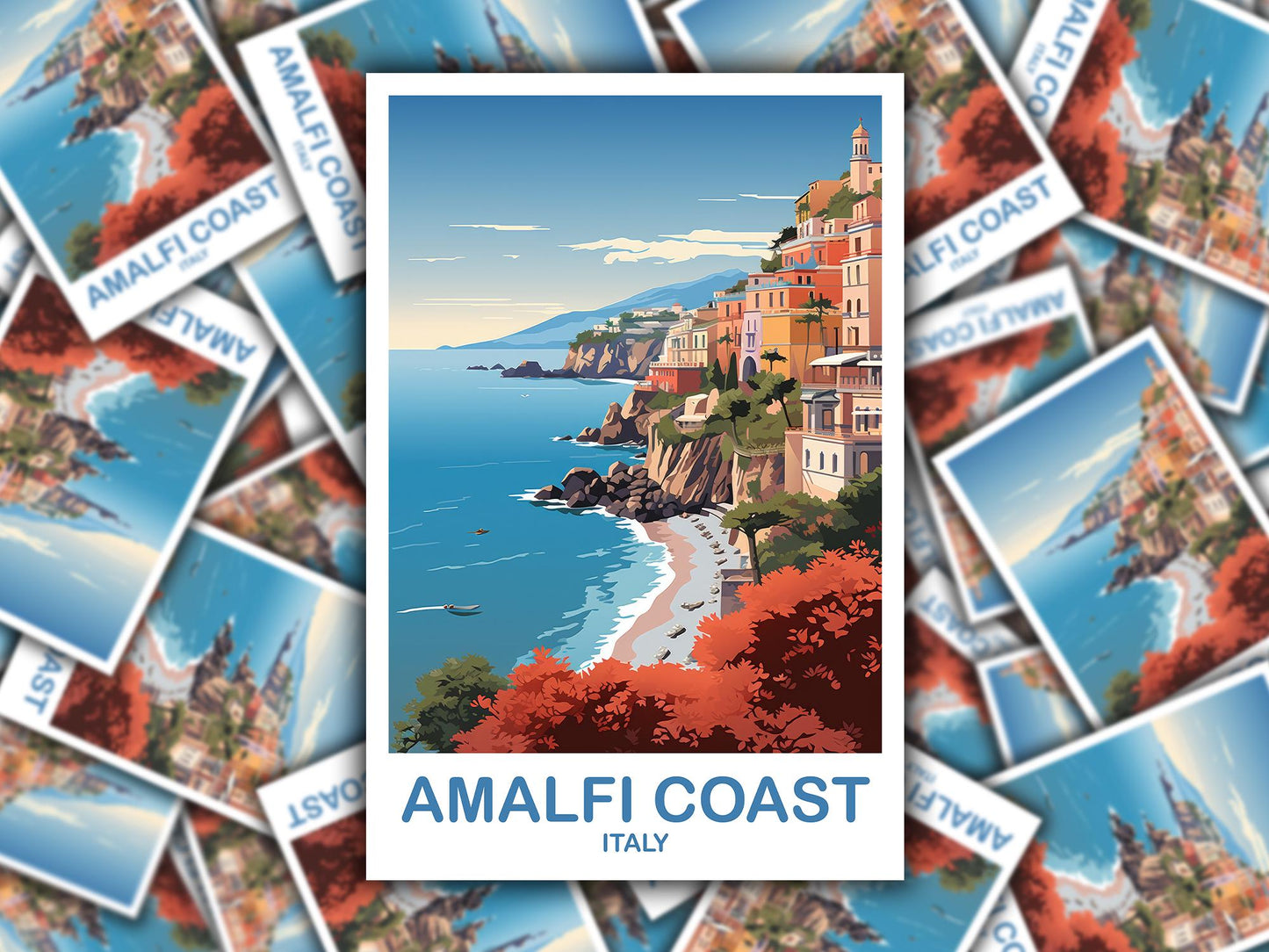 Amalfi Coast Italy Sticker, Amalfi Coast Travel Sticker, Italy Travel Sticker Art, Amalfi Coast Travel Art, Travel Sticker | T2EU_ITAC1_S