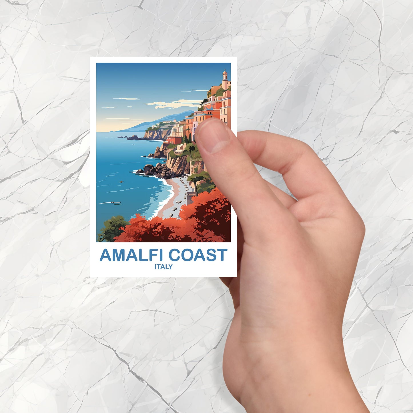 Amalfi Coast Italy Sticker, Amalfi Coast Travel Sticker, Italy Travel Sticker Art, Amalfi Coast Travel Art, Travel Sticker | T2EU_ITAC1_S