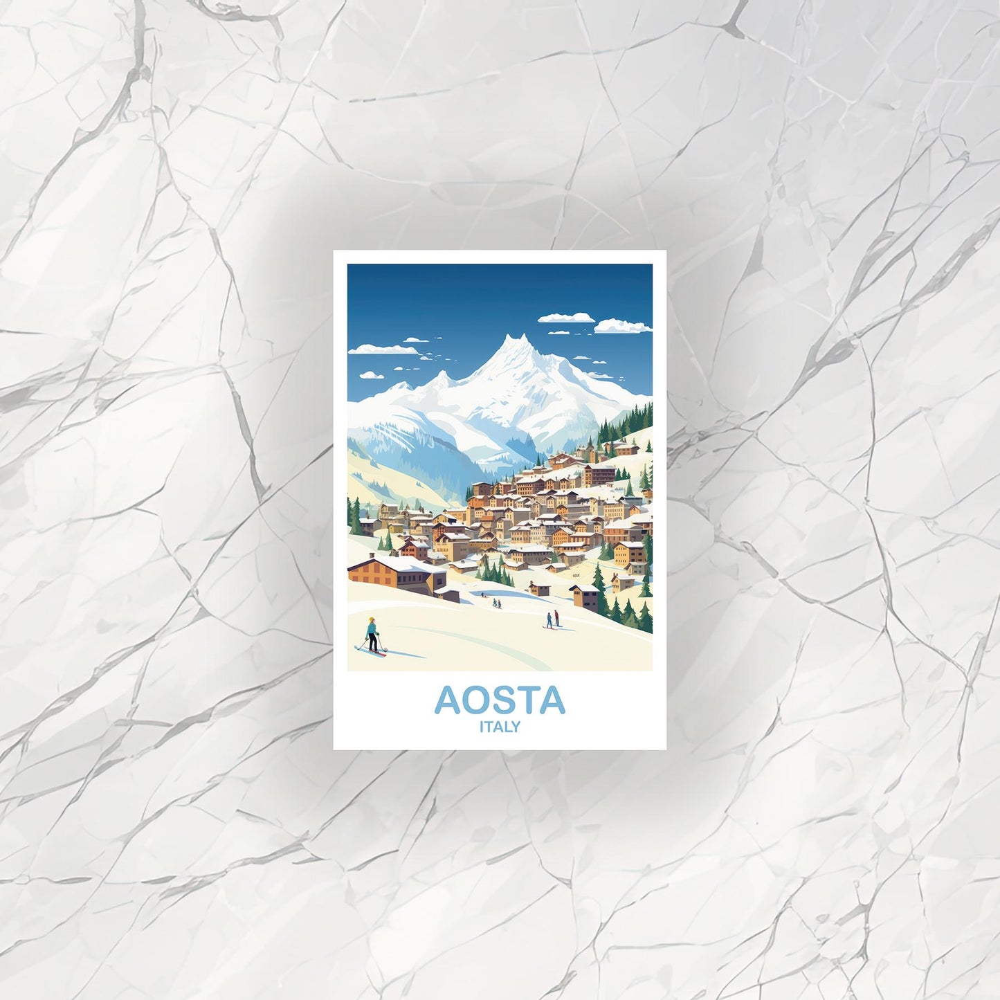 Aosta Italy Travel Sticker, Aosta Travel Sticker, Italy Travel Sticker Art, Aosta Travel Art, Travel Sticker, Europe Travel | T2EU_ITAO1_S