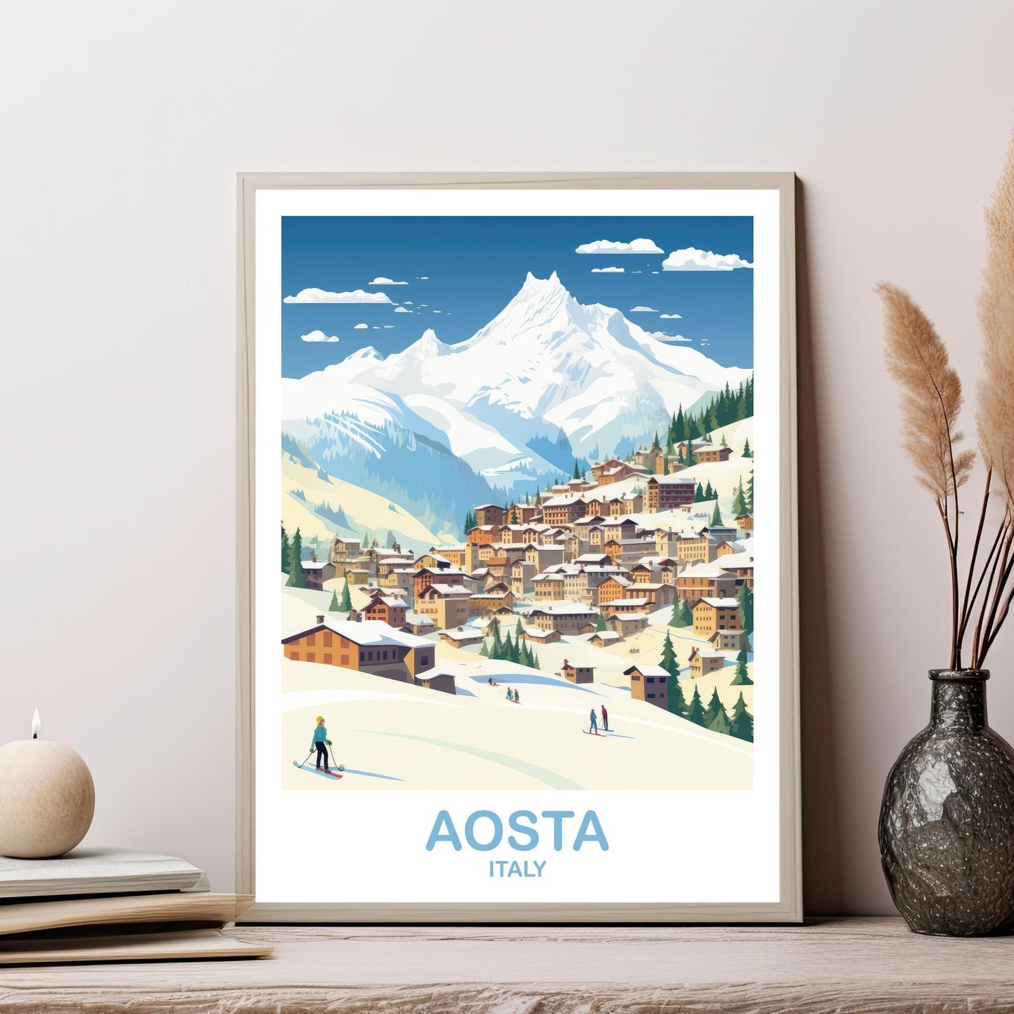Aosta Italy Travel Poster, Aosta Poster Art, Italy Poster, Aosta Travel Wall Art, Italy Travel Wall Art, Europe Travel Art | T2EU_ITAO1