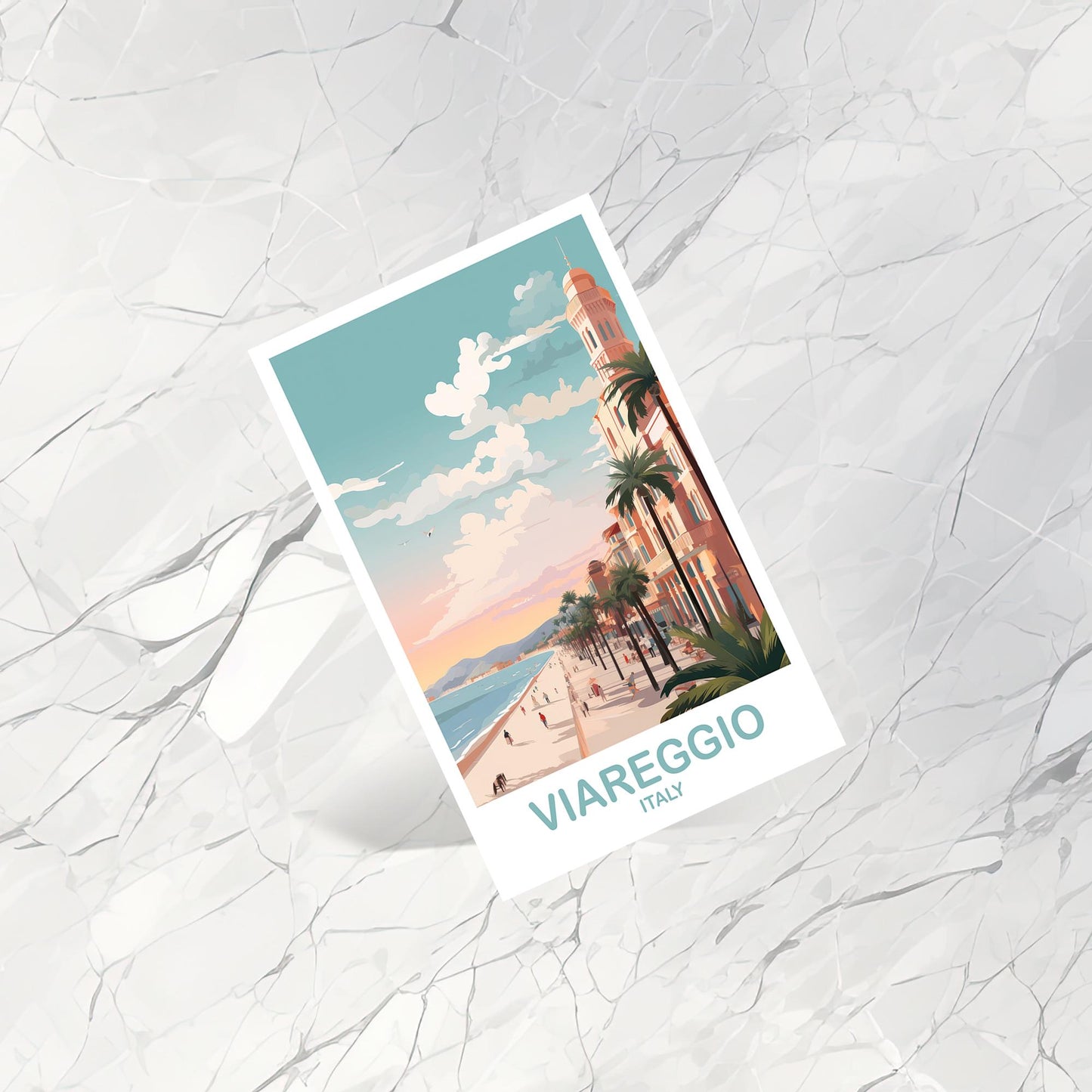 Viareggio Italy Travel Postcard, Viareggio Travel Postcard, Italy Postcard, Viareggio Travel Art, Italy Travel Postcard | T2EU_ITVI1_P