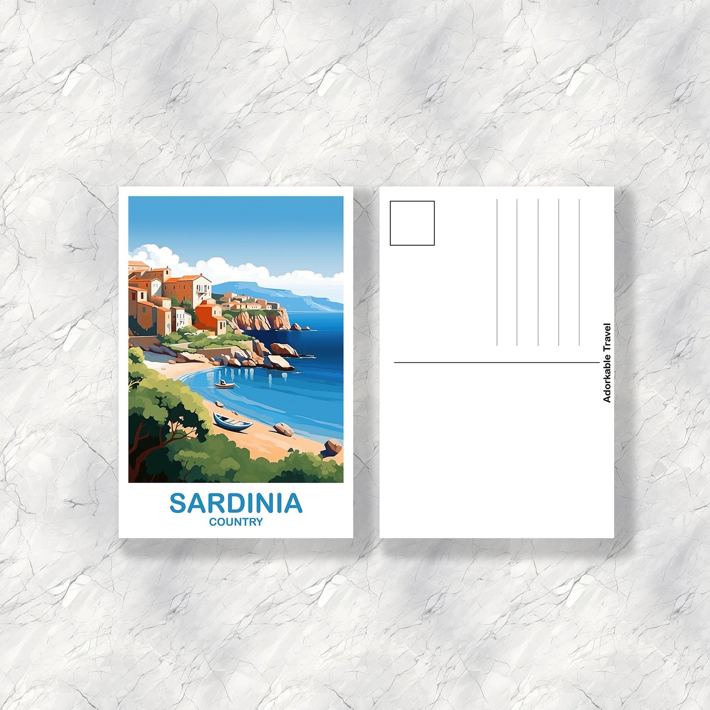 Sardinia Italy Travel Postcard, Sardinia Travel Postcard, Italy Postcard, Sardinia Travel Art, Italy Travel Postcard | T2EU_ITSA1_P