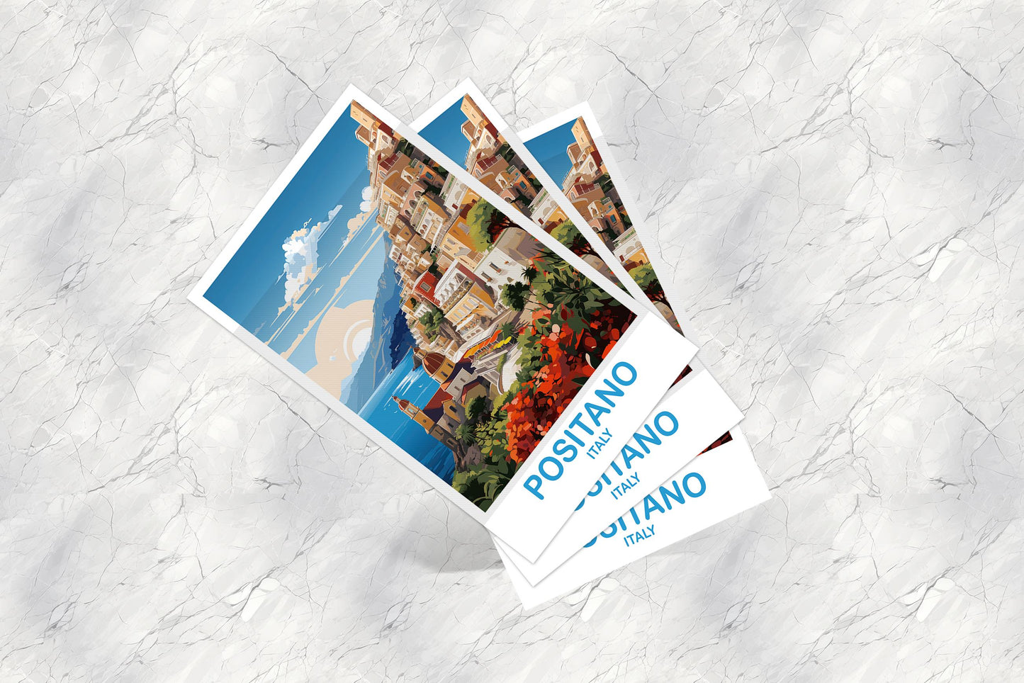 Positano Italy Travel Postcard, Positano Travel Postcard, Italy Postcard, Positano Travel Art, Italy Travel Postcard | T2EU_ITPOS1_P