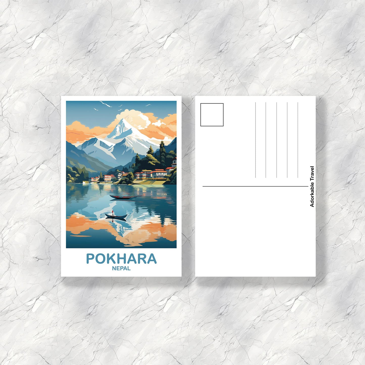 Pokhara Nepal Travel Postcard, Pokhara Postcard, Travel Card, Landscape Travel Postcard, Asia Travel Postcard, Asia Travel Art| T2AS_NEPO1_P