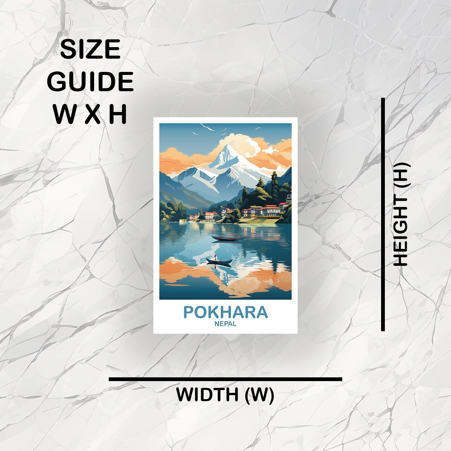 Pokhara Nepal Travel Sticker, Pokhara Sticker, Travel Card, Landscape Travel Sticker, Asia Travel Sticker, Asia Travel Art | T2AS_NEPO1_S