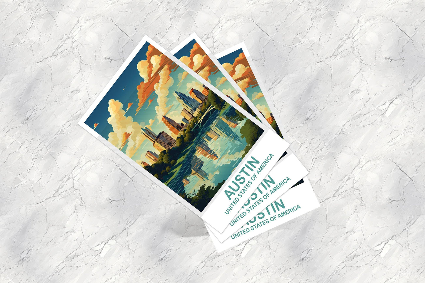 Austin Texas Travel Postcard, Austin Postcard Art, Texas Postcard Art, Austin Texas Postcard, Travel Postcard, USA Postcard | T2NA_TEAU1_P