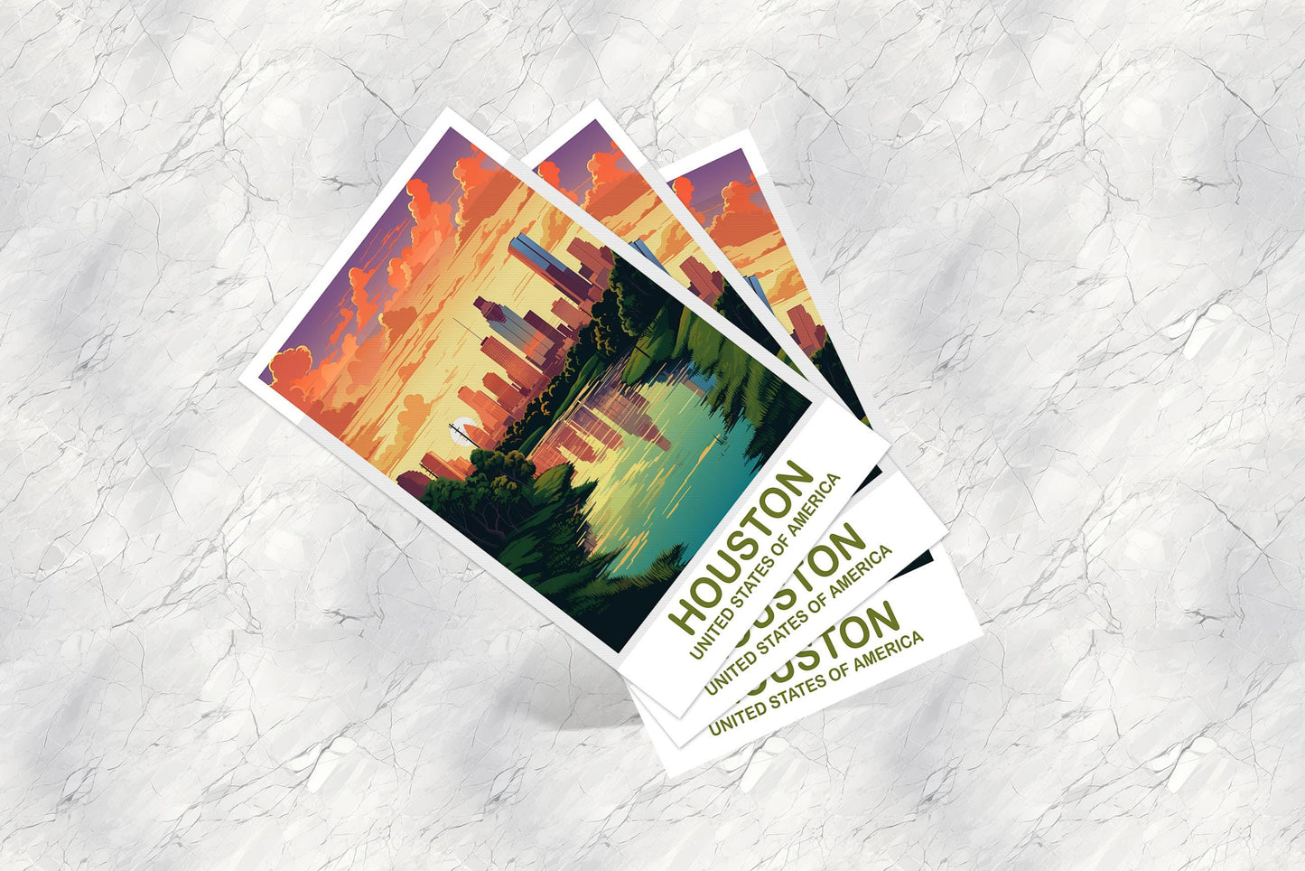 Houston Texas Travel Postcard, Houston Postcard, Texas Postcard Art, Houston Texas Postcard, Travel Postcard, USA Postcard | T2NA_TEHO1_P
