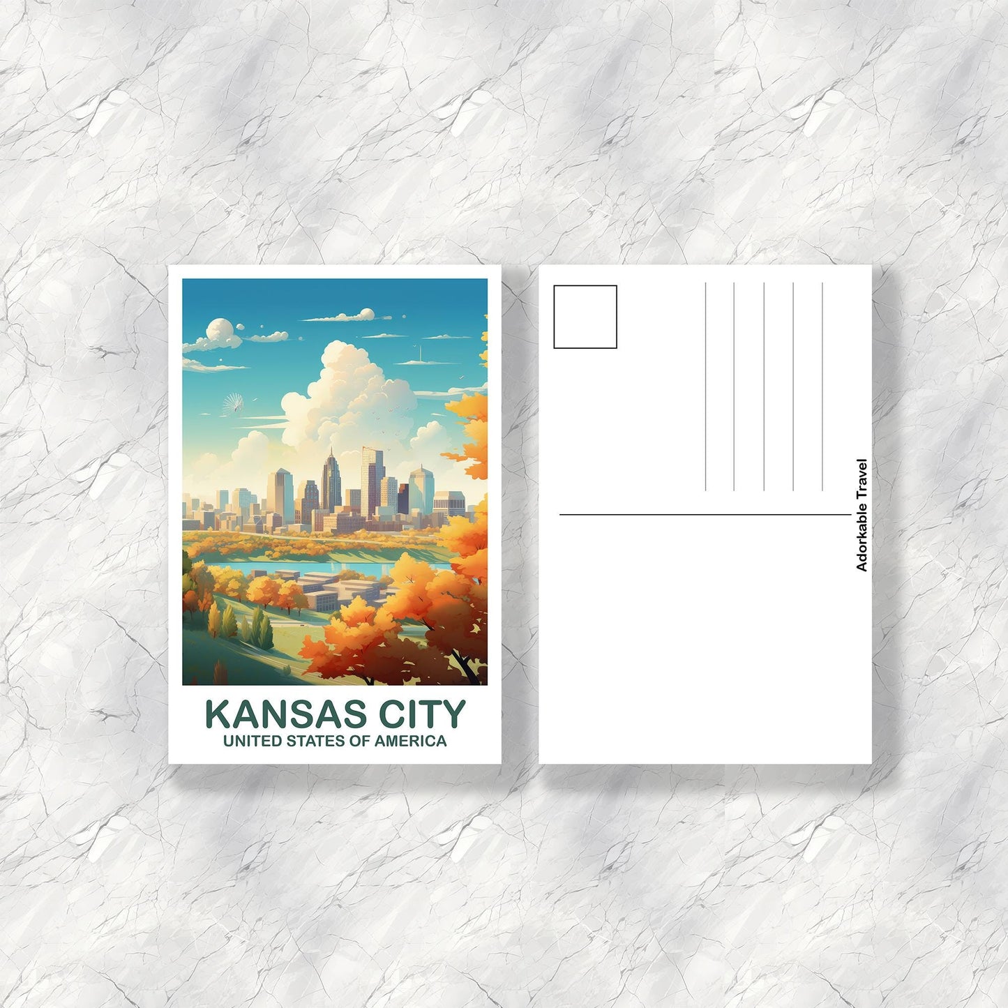 Kansas City Missouri Travel Postcard, Kansas City Postcard, Missouri Postcard Art, Travel Postcard, USA Postcard | T2NA_MISKC1_P