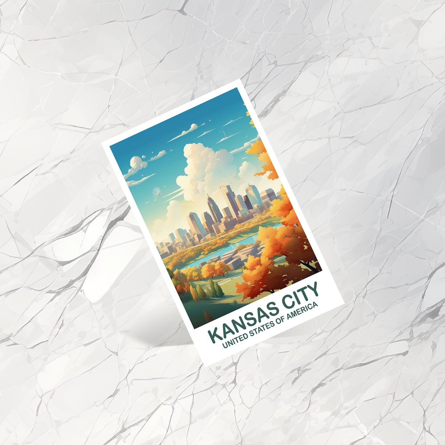Kansas City Missouri Travel Postcard, Kansas City Postcard, Missouri Postcard Art, Travel Postcard, USA Postcard | T2NA_MISKC1_P