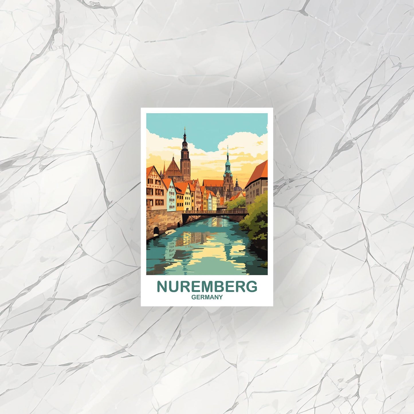 Nuremberg Germany Travel Sticker, Nuremberg Art, Germany Sticker Art, Nuremberg Travel Sticker Art, Travel Sticker | T2EU_GENU1_S