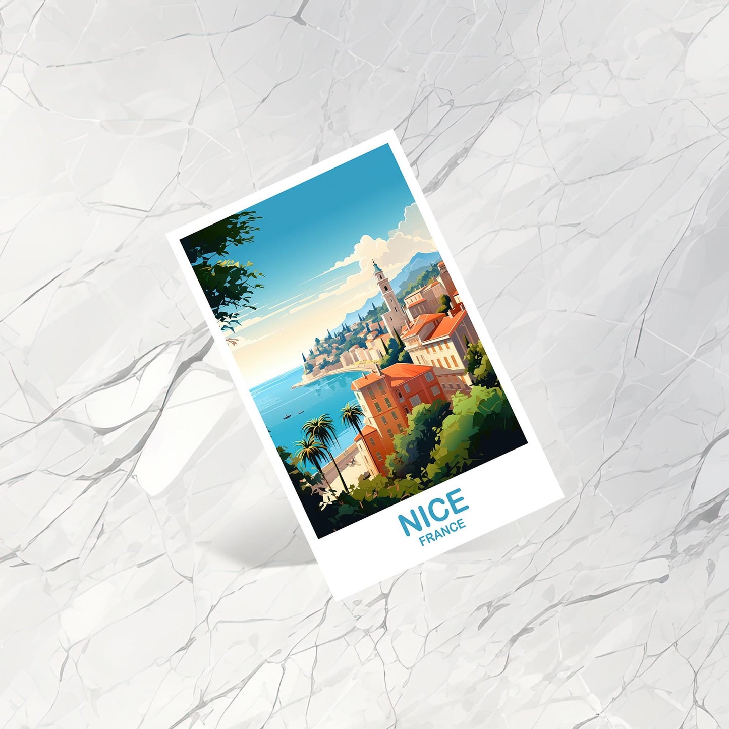 Nice France Travel Postcard, Nice Postcard, Nice France Art Print, France Postcard, City Skyline Sunset, Europe Postcard | T2EU_FRNI1_P