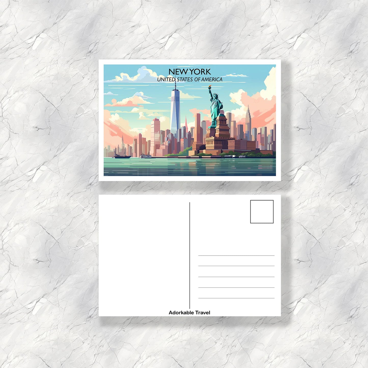 New York Travel Postcard, Manhattan Skyline Postcard, Big Apple Postcard,Statue of Liberty, Travel Postcard, USA Postcard | T3NA_NYNY1_P