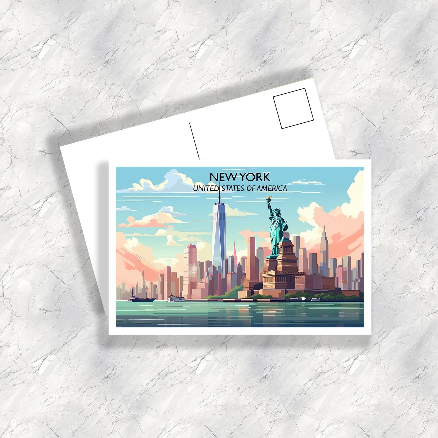 New York Travel Postcard, Manhattan Skyline Postcard, Big Apple Postcard,Statue of Liberty, Travel Postcard, USA Postcard | T3NA_NYNY1_P