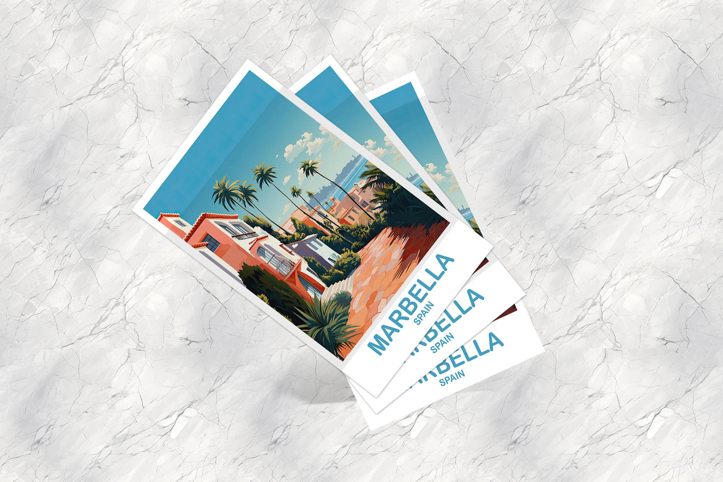 Marbella Spain Travel Postcard Art, Spain Travel Postcard, Marbella Postcard, Marbella Travel Postcard, Travel Postcard | T2EU_SPMAR1_P