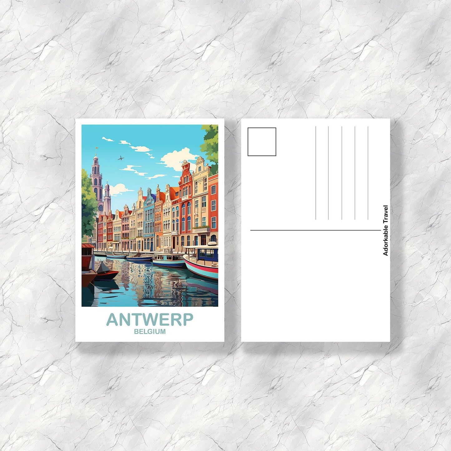 Antwerp Belgium Travel Art postcard, Belgium Travel, Belgium Postcard, Antwerp Travel Art, Europe Travel Postcard, Bruges Art | T2EU_BEAN1_P