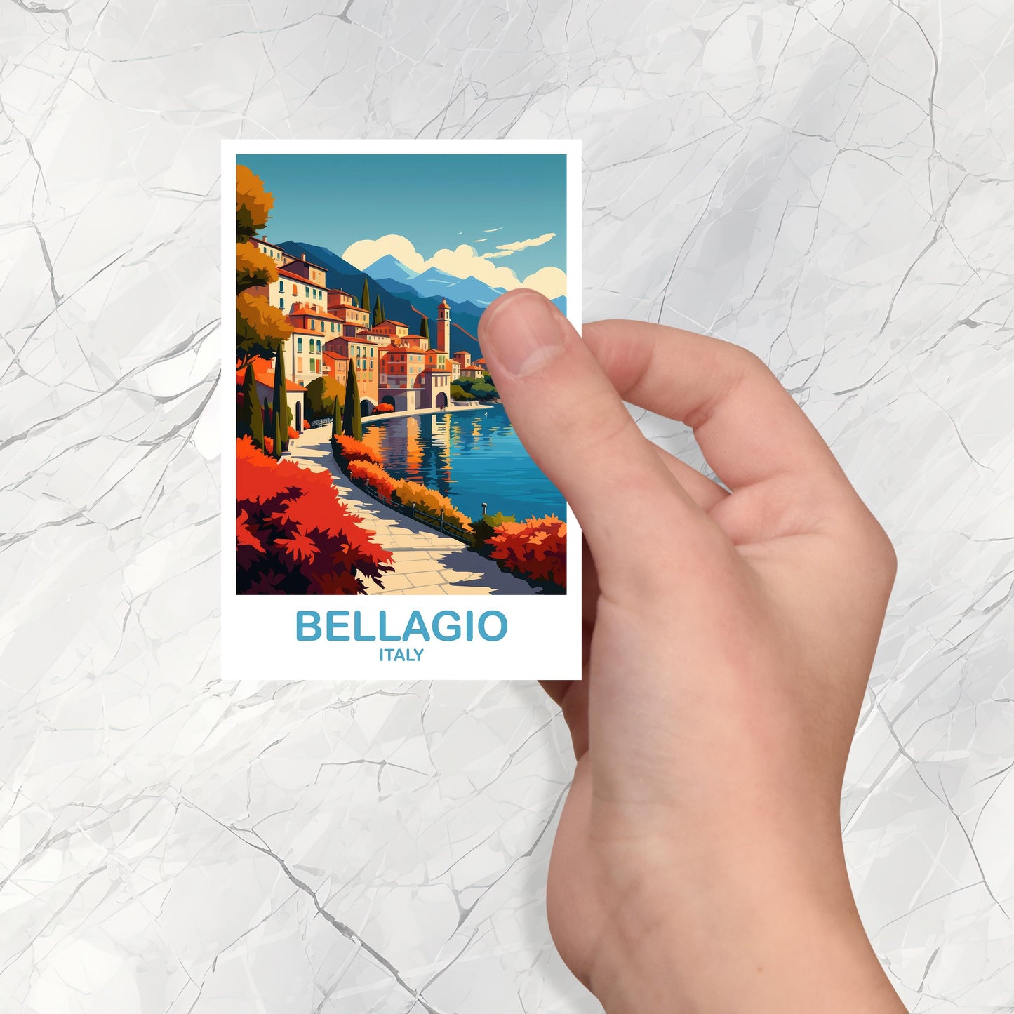 Bellagio Travel Sticker Art, Italy Travel Art, Bellagio Italy Sticker, Bellagio Art, Italy Travel Sticker, Travel Sticker | T2EU_ITBE1_S