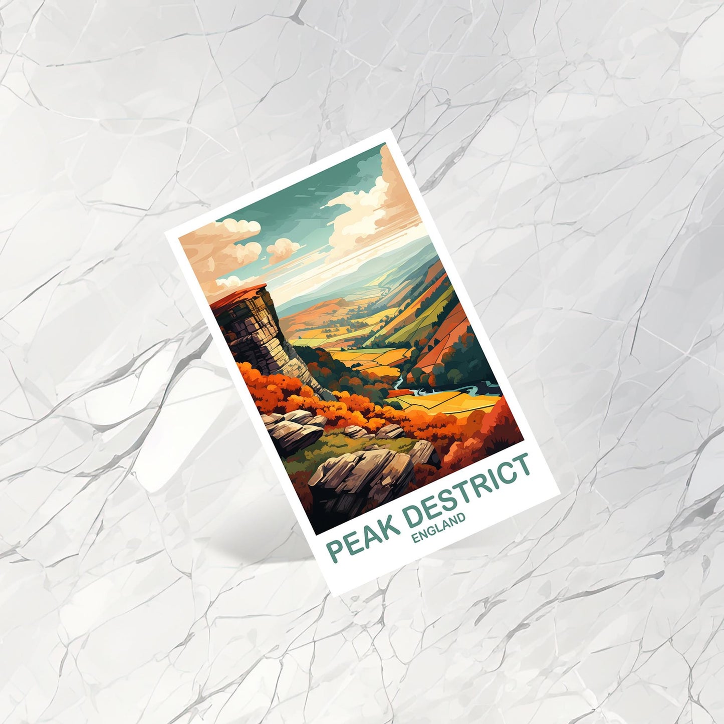 Peak District England Travel Postcard Art, England Postcard, Peak District National Park Travel Postcard, England Travel Art | T2EU_ENPD1_P