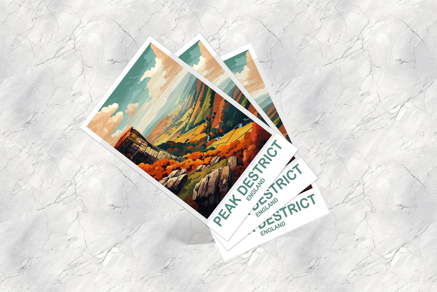 Peak District England Travel Postcard Art, England Postcard, Peak District National Park Travel Postcard, England Travel Art | T2EU_ENPD1_P
