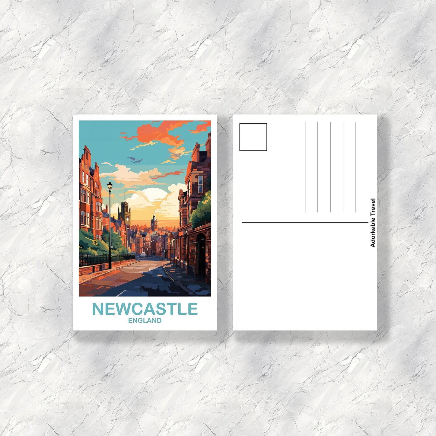 Newcastle England Travel Postcard Art, England Postcard, Newcastle Travel Postcard, England Travel, United Kingdom Postcard | T2EU_ENNEW1_P