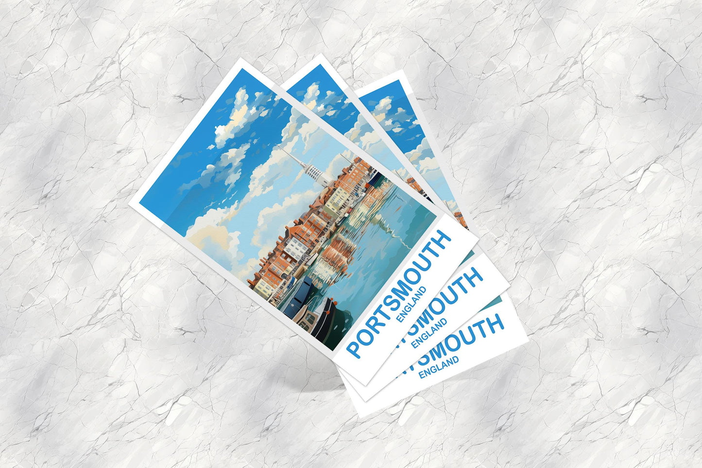 Portsmouth England Travel Postcard Art, England Postcard, Portsmouth Travel Postcard, England Travel, United Kingdom Postcard | T2EU_ENPO1_P