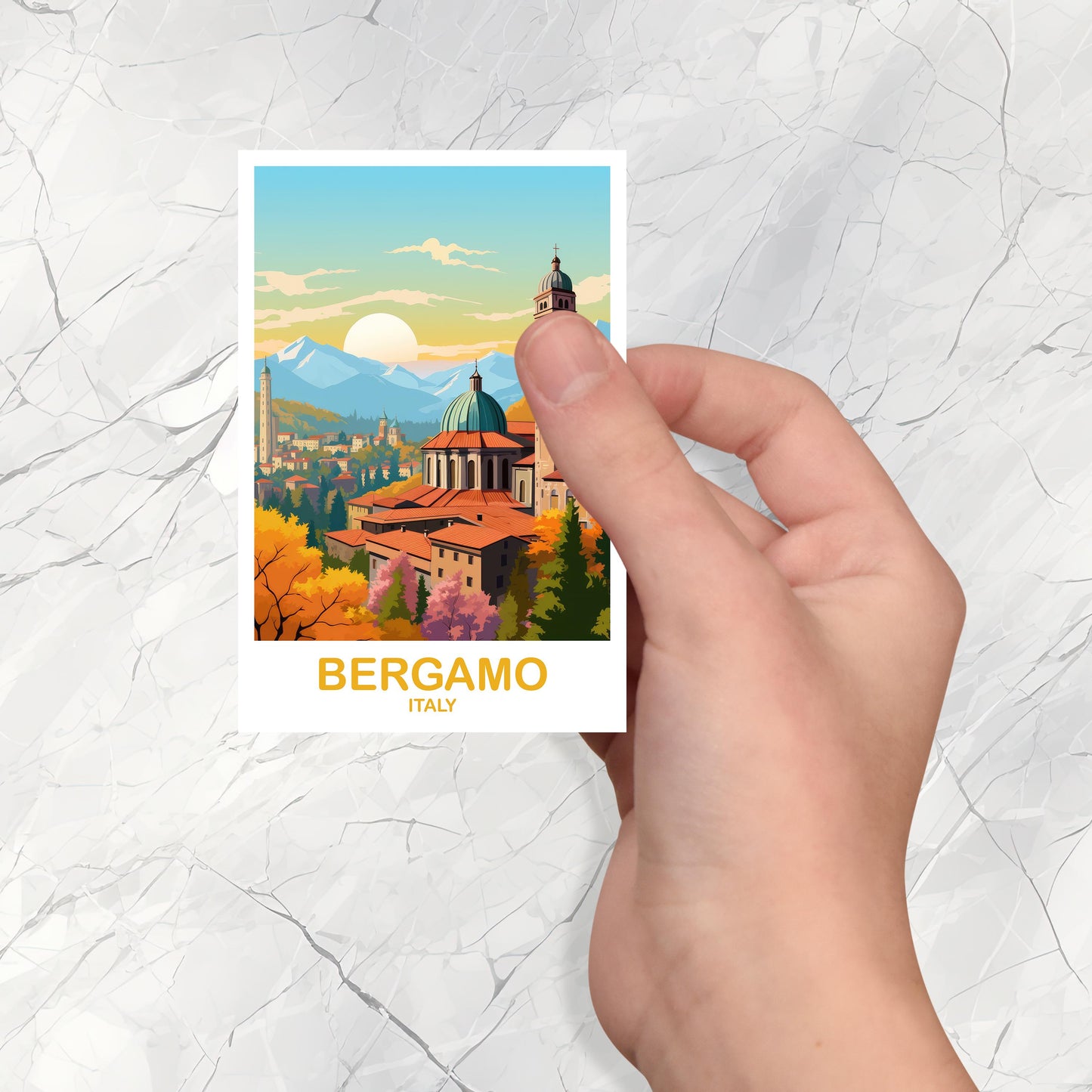 Bergamo Italy Travel Sticker, Italy Travel Sticker, Bergamo Travel Sticker Art, Italy Travel, Europe Travel Sticker | T2EU_ITBER1_S