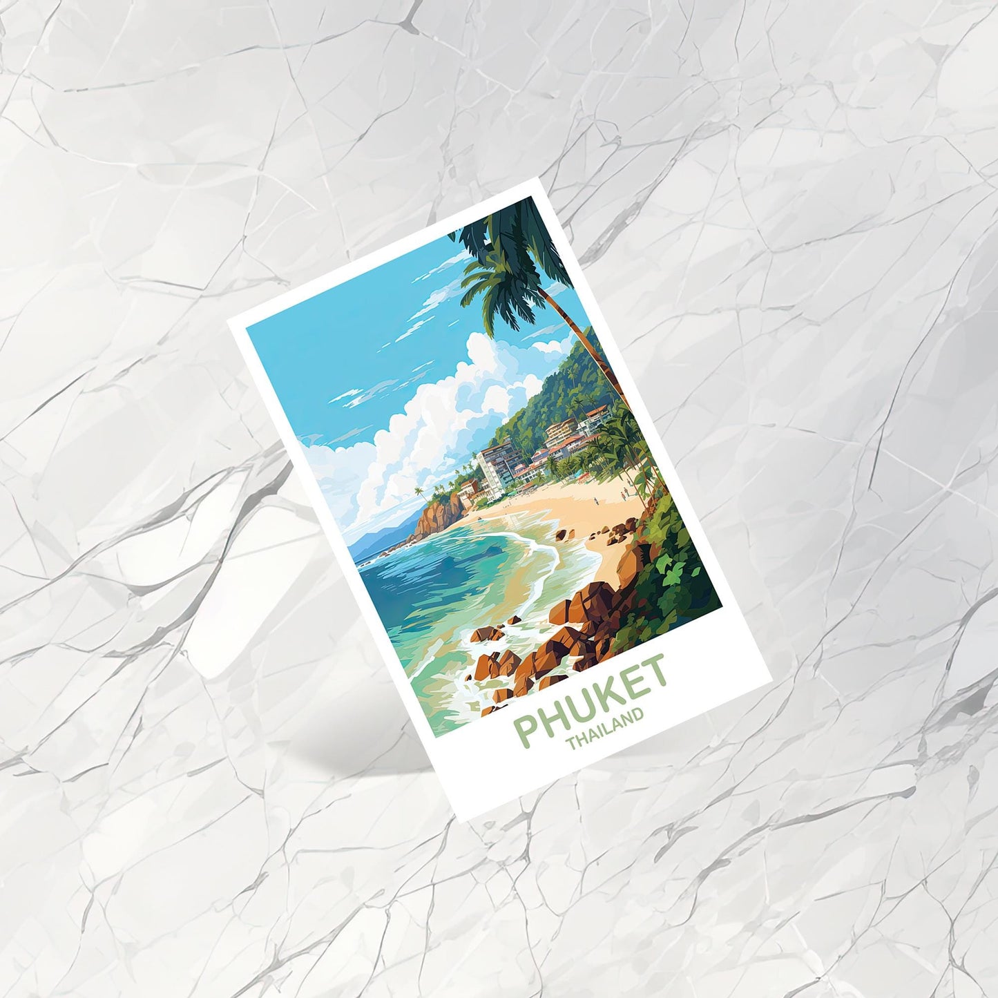 Phuket Thailand Travel Postcard, Travel Art Postcard, Phuket Postcard, Thailand Postcard, Travel Postcard | T2AS_THPH1_P