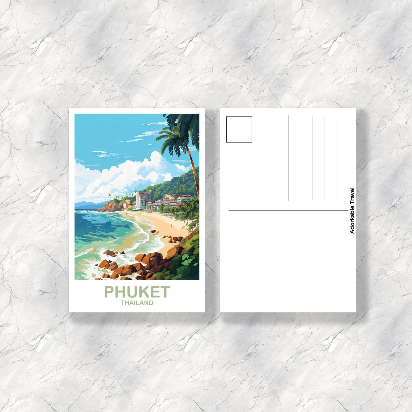 Phuket Thailand Travel Postcard, Travel Art Postcard, Phuket Postcard, Thailand Postcard, Travel Postcard | T2AS_THPH1_P