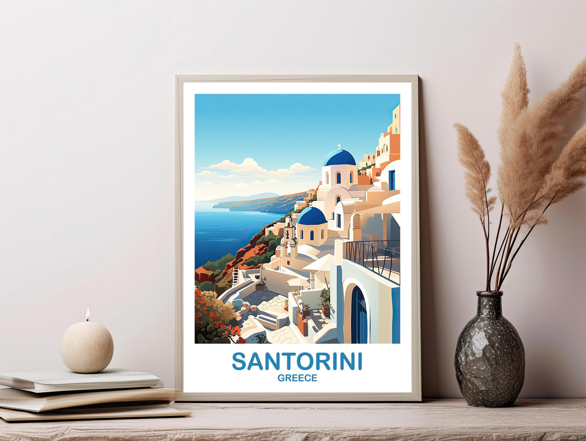 Santorini travel poster