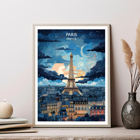 Paris Travel Wall Art, Paris Skyline, Pairs France Wall Art, Paris France Poster, Eiffel Tower Wall Art, City Skyline Wall Art | T1EU_FAPA1
