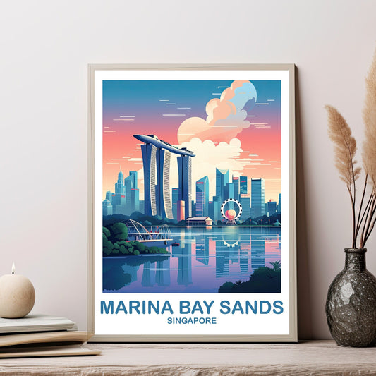 Singapore Travel Wall Art, Singapore Skyline, Marina Bay Sands Wall Art Poster, City Skyline Wall Art | T2AS_SIMBS1
