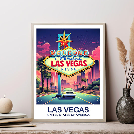 Las Vegas Travel Print, Las Vegas Sign, Las Vegas Wall Art Poster, Las Vegas Sign Poster, Las Vegas Nevada Poster Wall Art | T2NA_NVLV1