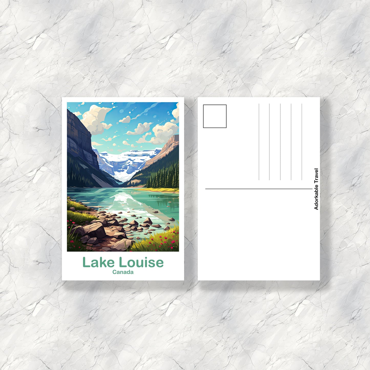 Lake Louise Travel Postcard, Alberta postcard, Lake Louise Art, Postcard, Banff Travel Postcard Canada Travel Postcard | T2NA_ABLL1_P