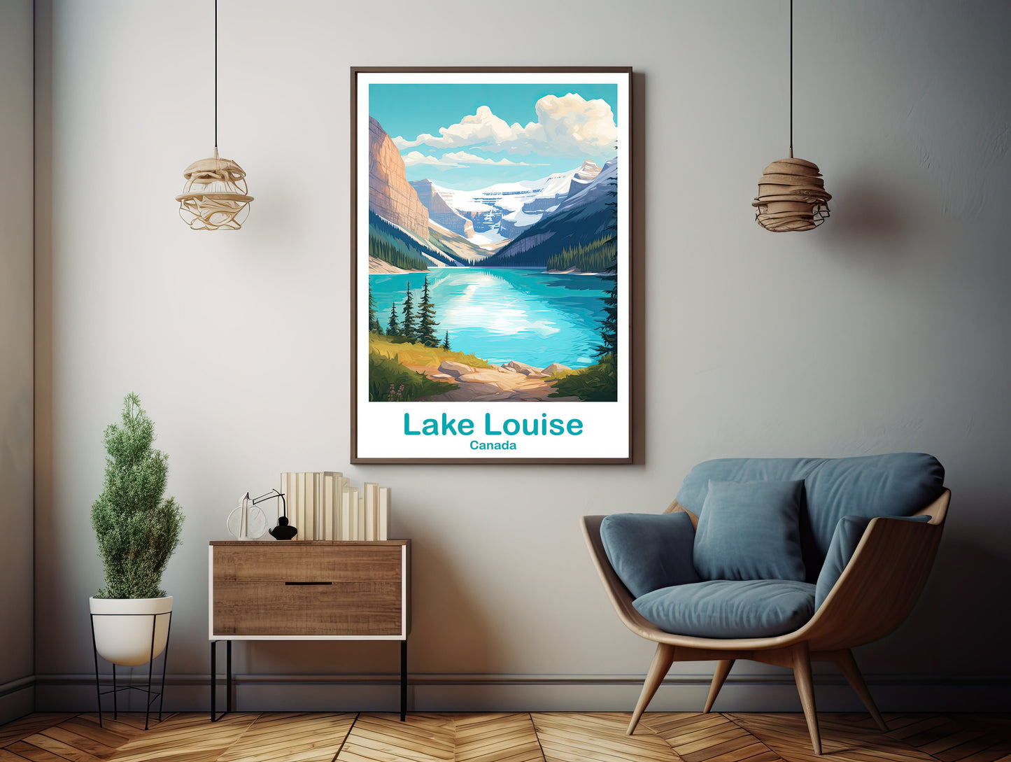 Digital Lake Louise Travel Print, Alberta Wall Art, Downloadable Lake Louise Poster, Banff Travel Art, Canada Travel Wall Art | DT2NA_ABLL3