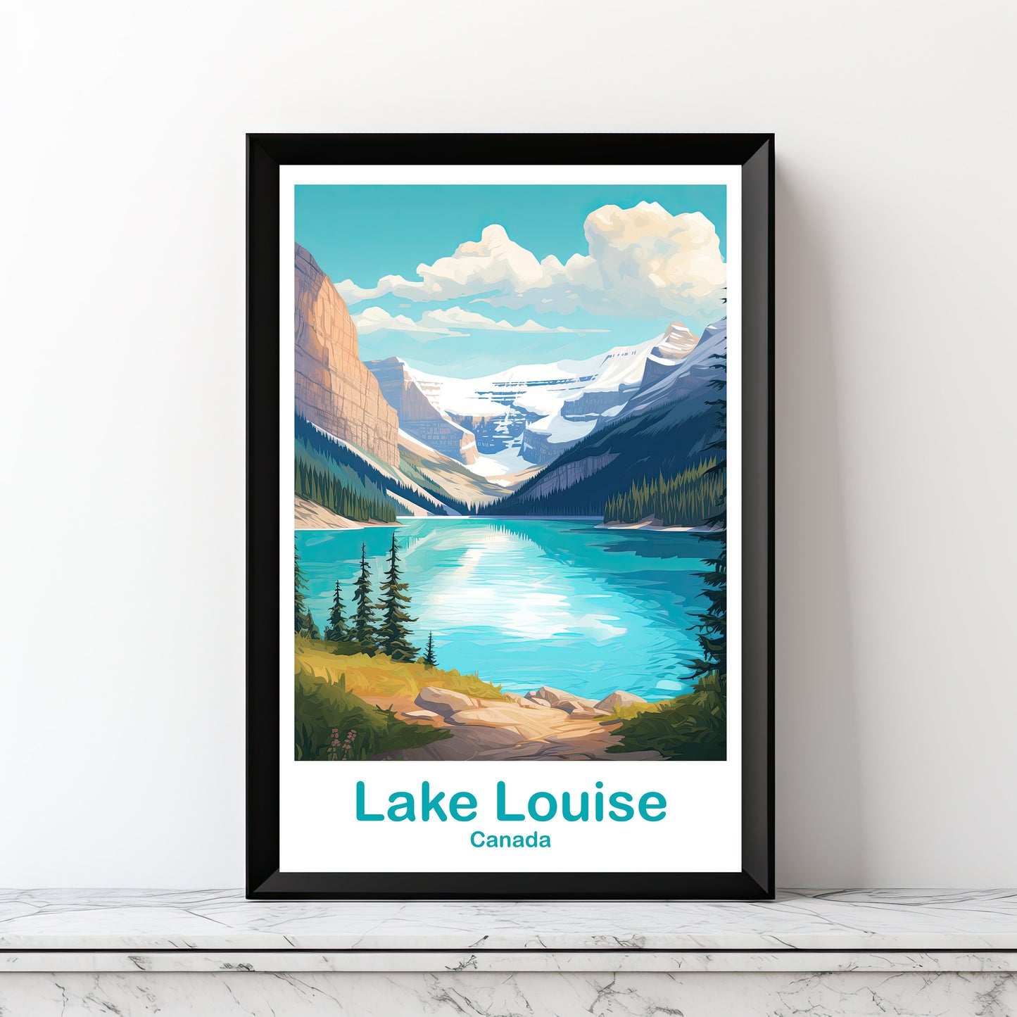 Digital Lake Louise Travel Print, Alberta Wall Art, Downloadable Lake Louise Poster, Banff Travel Art, Canada Travel Wall Art | DT2NA_ABLL3