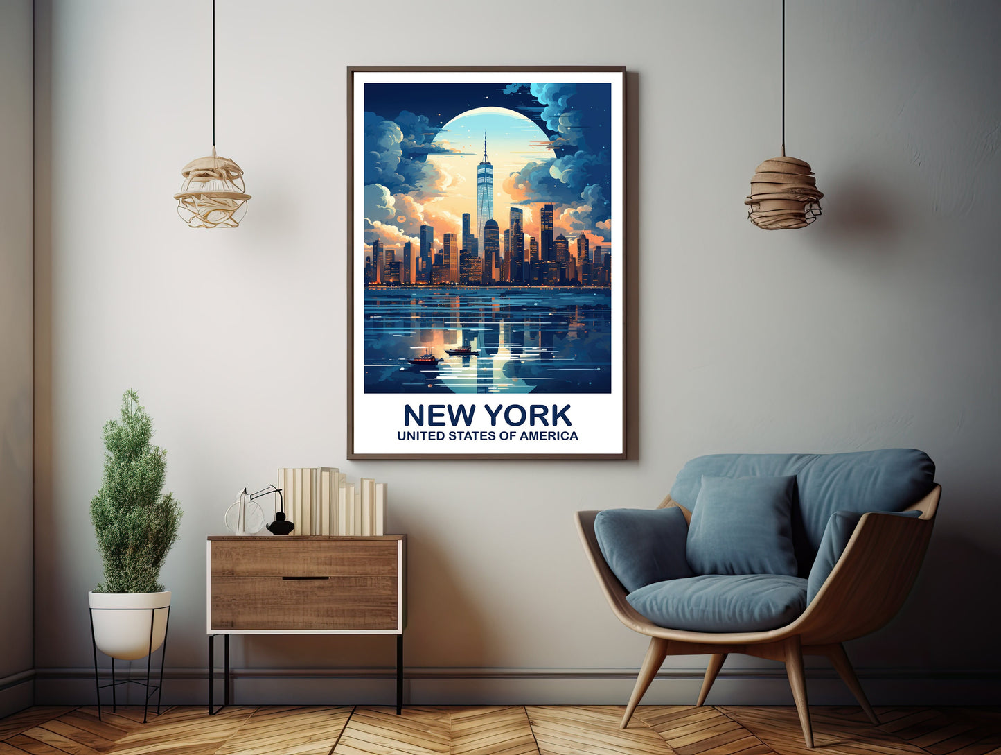 Digital New York Travel Wall Art, Manhattan Skyline, Printable New York Print, Big Apple Poster, Bright and Vibrant Wall Art | DT2NA_NYNY2