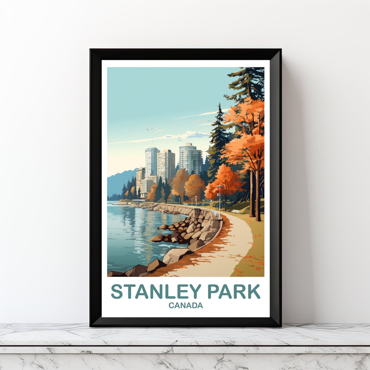 Printable Stanley Park Travel Print, British Columbia Wall Art, Digital Stanley Park Poster, Vancouver Travel Wall Art | DT2NA_BCVA1