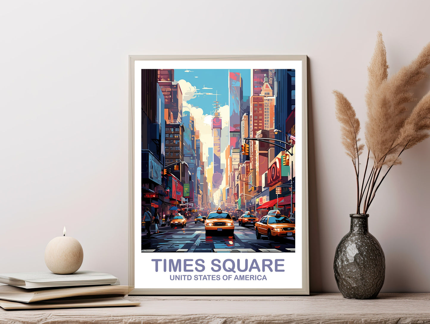 Digital Times Square Print, Times Square Travel Wall Art, New York Wall Art, Big Apple Poster, New York Taxis Wall Art | DT2NA_NYNY3