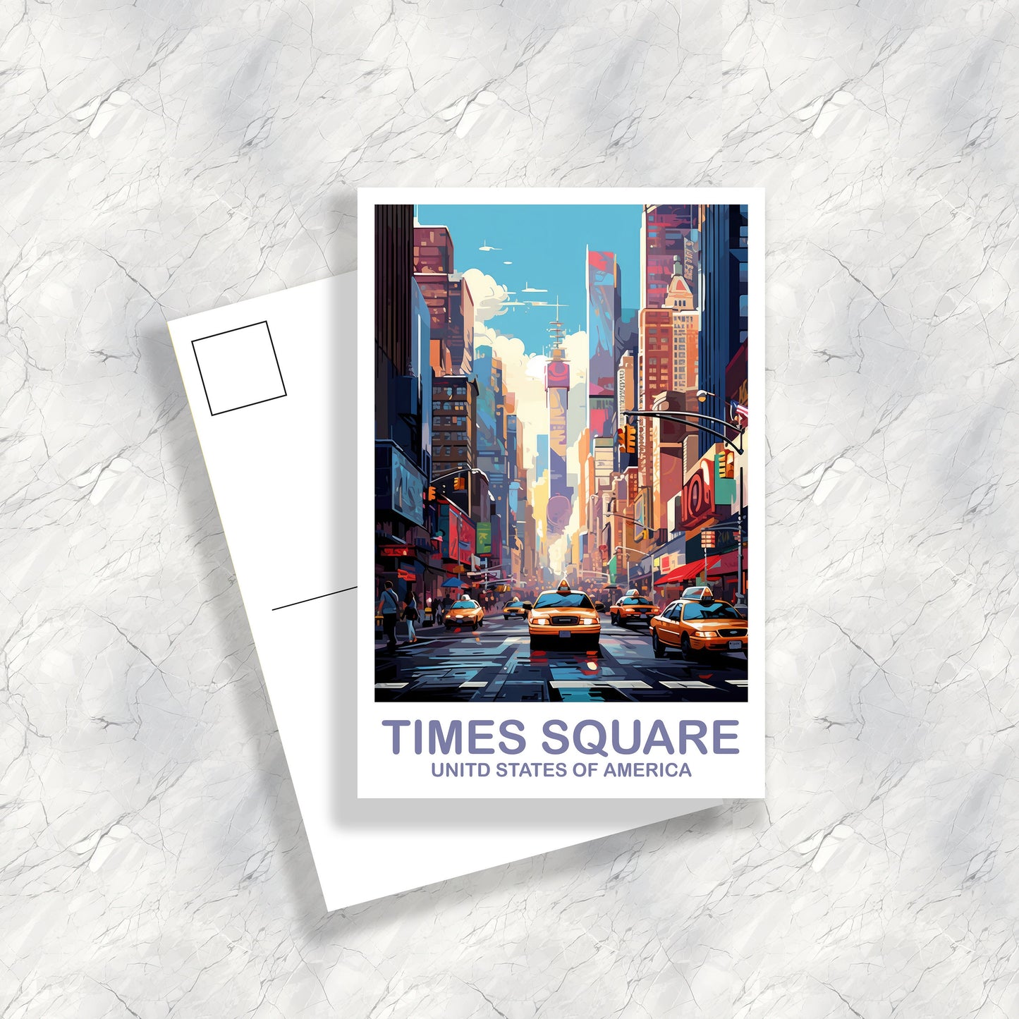Times Square Travel Postcard, Times Square Postcard, New York Postcard, Big Apple Postcard, New York Taxis Postcard | T2NA_NYNY3_P