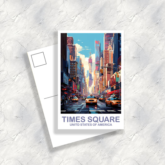 Times Square Travel Postcard, Times Square Postcard, New York Postcard, Big Apple Postcard, New York Taxis Postcard | T2NA_NYNY3_P