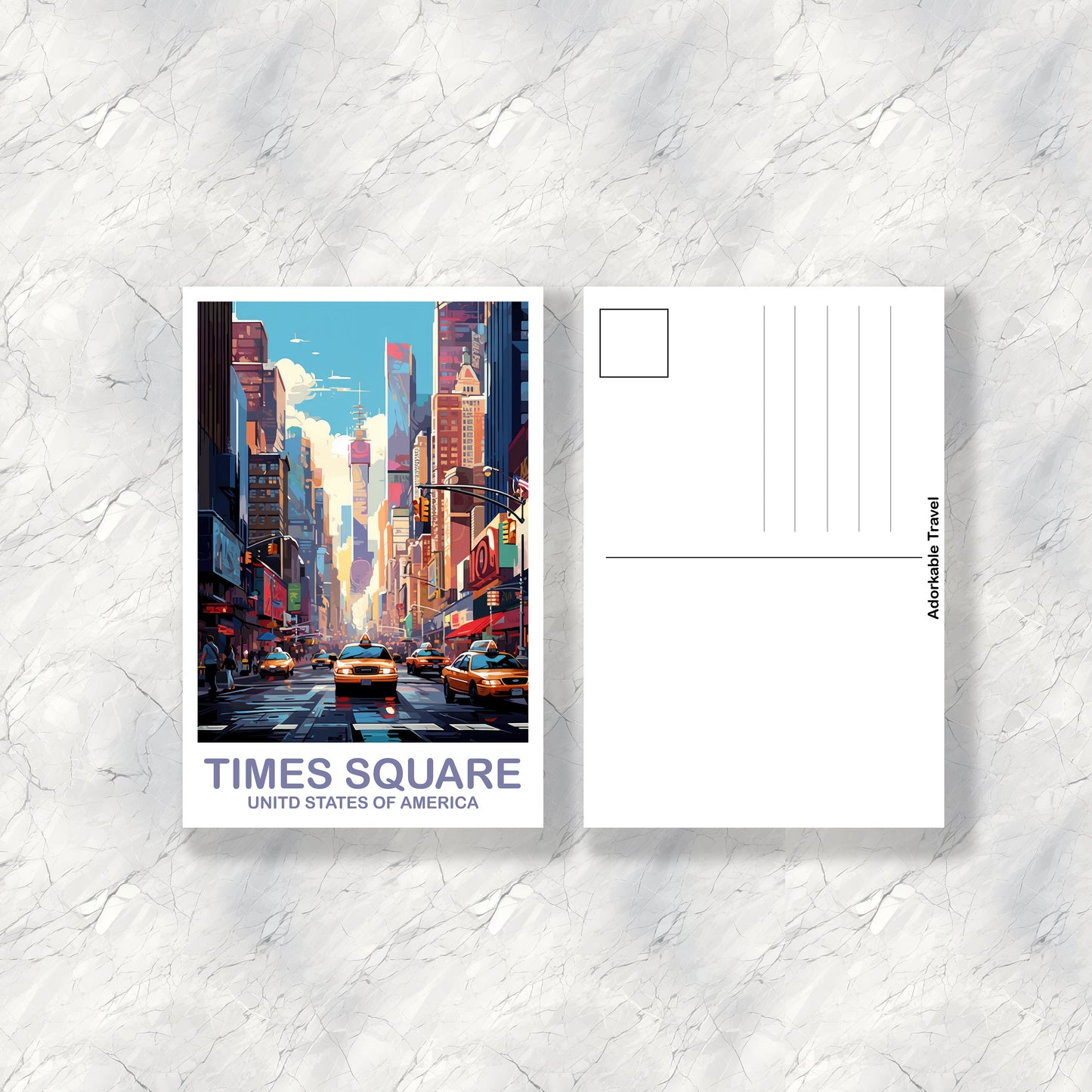 Times Square Travel Postcard, Times Square Postcard, New York Postcard, Big Apple Postcard, New York Taxis Postcard | T2NA_NYNY3_P