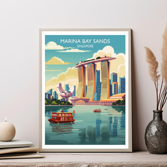 Singapore Travel Wall Art, Singapore Skyline, Marina Bay Sands Wall Art Poster, City Skyline Wall Art | T1AS_SIMBS1
