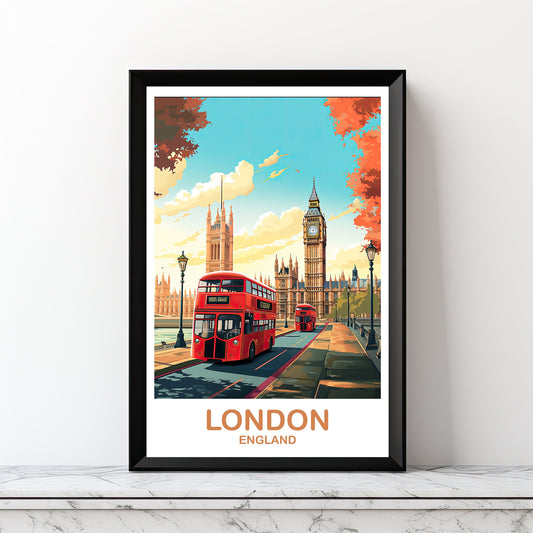 Digital London Travel Art Poster, Printable London Travel WallArt, England, Big Ben Travel Wall Art, England Travel Wall Art | DT2EU_ENLO2