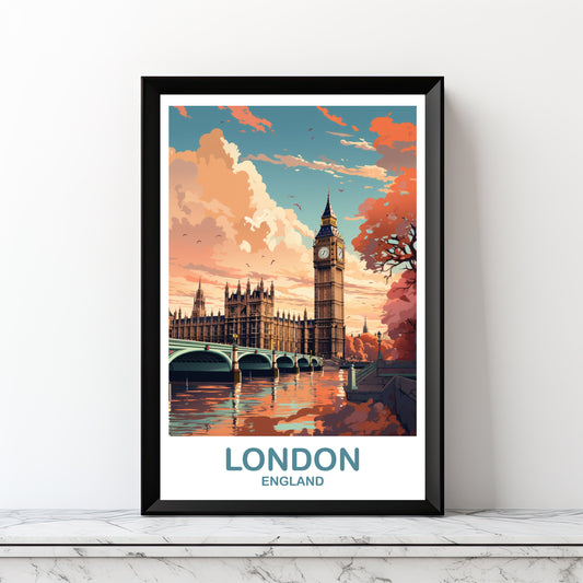 Printable London Travel Art Poster, Digital London Travel Wall Art, England, Big Ben Travel Wall Art, England Travel Wall Art | DT2EU_ENLO3